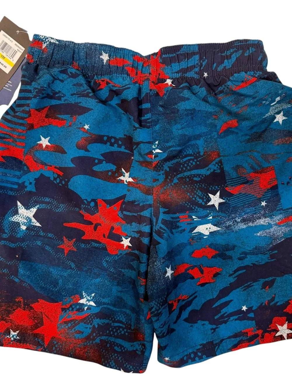 Hurley Blue Camo Swim Shorts with Red Star Accents NWT Size Medium Retail $40